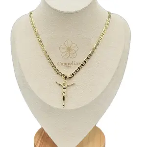 Camiliaa Chain with a Jesus Christ Pendant 24 Inches Long Gold-Tone Necklace