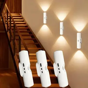 3PCS Smart LED Night Light with Motion Sensor RGB Gradient Ambient Lighting USB Rechargeable Magnetic Wall Lamp for Bedroom Entryway Hallway Desk Stairs
