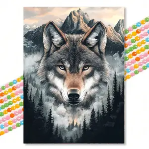 Mountain Wolf Diamond Painting Kit, Realistic Art Style 30x40cm, DIY Home Decor for Living Room and Study, Adult Stress Relief Craft