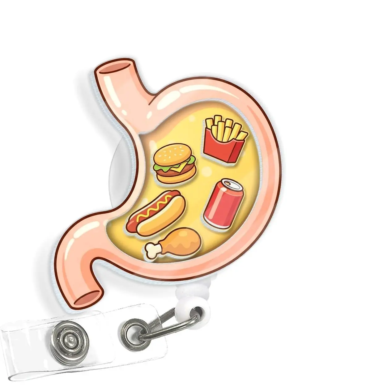 Stomach Shaker Badge Reel, Funny GI Retractable ID Holder for Gastro Nurse RN Endoscopy Staff UPE