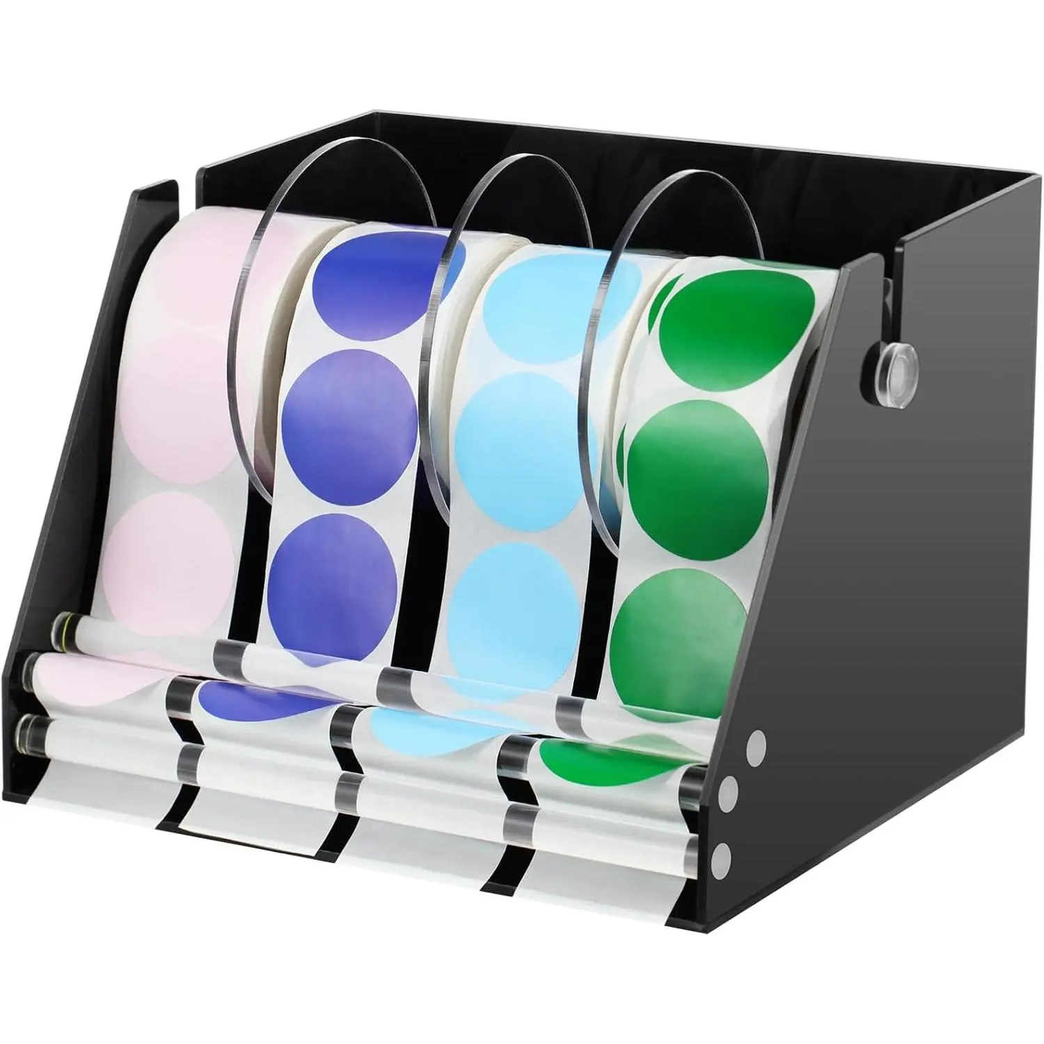 Adjustable Label Dispenser  Sticker Roll Dispenser Label Roll Holder Multi Use Sticker Holder Organizer Stand for School Gifts and Home Office Desktop(4 Disks)