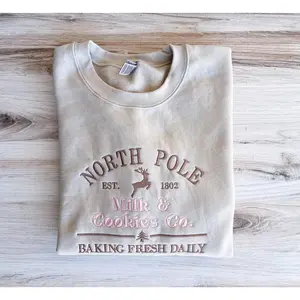North Pole Cookie Co Sweatshirt, Embroidered Cookie Co Sweatshirt, Christmas Embroidered Sweatshirt, Custom Crewneck, Winter Season, Holiday