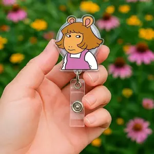 DW Side Eye Meme Acrylic Badge Reels, Cartoon Dog Charm, Internet Humor Accessory