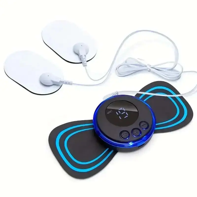 Electrotherapy Device with Blue LED Display and Pads for Muscle Relaxation and Pain Relief