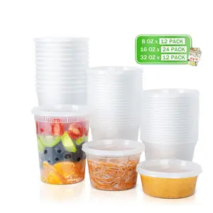 GPED Deli Containers with Lids 48 Sets, Food Storage Containers with Lids, Soup Containers for Restaurant, Stackable Plastic Containers, Meal Prep Containers, Leakproof, Freezer/Dishwasher/Microwave