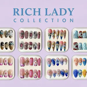 NailApex RICH LADY-NO Salon Needed Press On Nails - Reusable Premium Salon-Quality Acrylic Nail Art