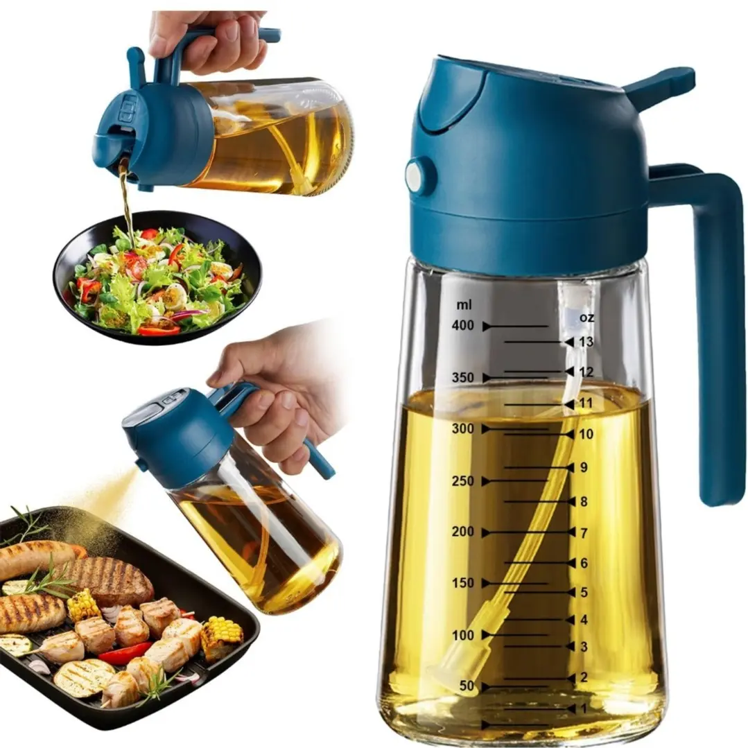 TrendPlain 16oz/470ml Glass Olive Oil Sprayer for Cooking - 2 in 1