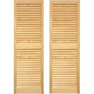 212 MAIN Pinecroft SHL63 Exterior Window Louvers Shutters - 15x63 in, Heavy Frame, Louver Slats, Unfinished Wood, Exterior Baby Room Decoration