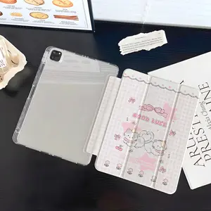 Stylish Protective Case for 9, 7" for iPad Pro/Air 2020-2024, Mini 4-6, 10, 9" & 12, 9" - Ultra-Thin 3-Fold Design with Cute Cartoon Character, Pink Hearts & Stars, Durable Soft Back Cover, Full Screen Protection, Lightweight & Portable, Cute Case for iPa