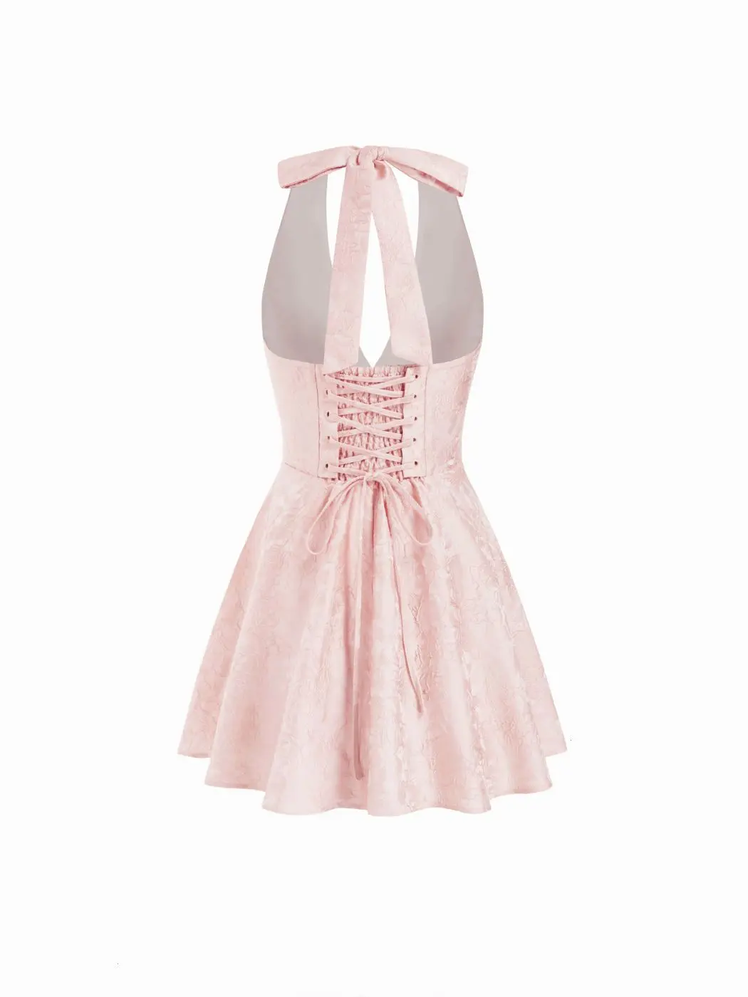 Women's Halter Backless Mini Dress  V-Neck Lace Up Ruffle Summer Party  Dress - TikTok Shop