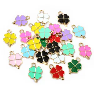 20pcs 18x12mm Enamel Clover Charms Pendant Alloy Metal DIY Jewelry Making Accessories Findingsn  for Bracelet Earrings Necklace