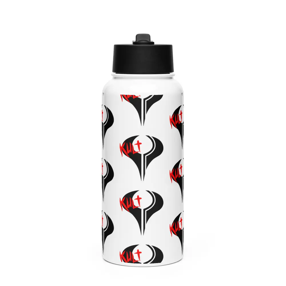 Kronos Kult Horror Stainless Steel Vacuum Insulated Water Bottle - Glossy Wide-Mouth Drinkware with Foldable Straw Lid, Portable Insulation Flask for Kitchen Use