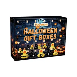 2PCS Dowmoo Halloween Duck Blind Box, Advent Countdown 24 Grid Surprise Decoration Rubber Duck Toy Gift Box