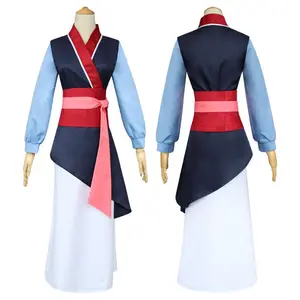 Mulan Cosplay Costume Women Princess Mu Lan Dress Chinese Hanfu Heroine Outfit for Halloween Comic Con