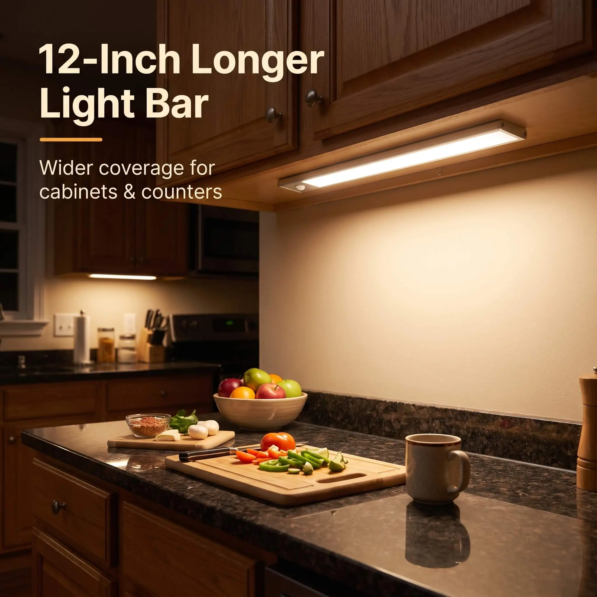 12-Inch Rechargeable Under Cabinet Lights with Motion Sensor, 3-Color Dimmable Magnetic LED Light Bars, 2/4/8 Pack