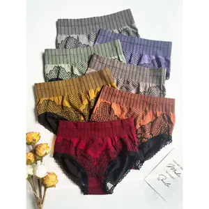 Elegant Floral Thongs/V-Strings High Waist Shaping Panties, 1641pcs, with Butt Lift, Breathable, for Women