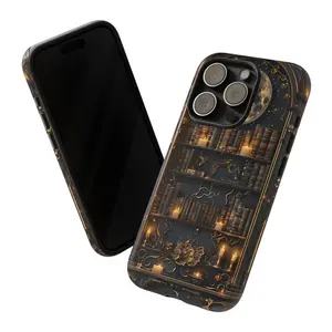Trendy Gothic Bookshelf Phone Case - Dark Academia Bookshelf Cover, Durable Hard Case, Protective Design for Smartphones & Cellphones Compatible with Samsung Galaxy S25