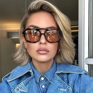 Retro Sports Geometric Leopard PC UV400 Protection Avaitor Full Frame Women's Sunglasses