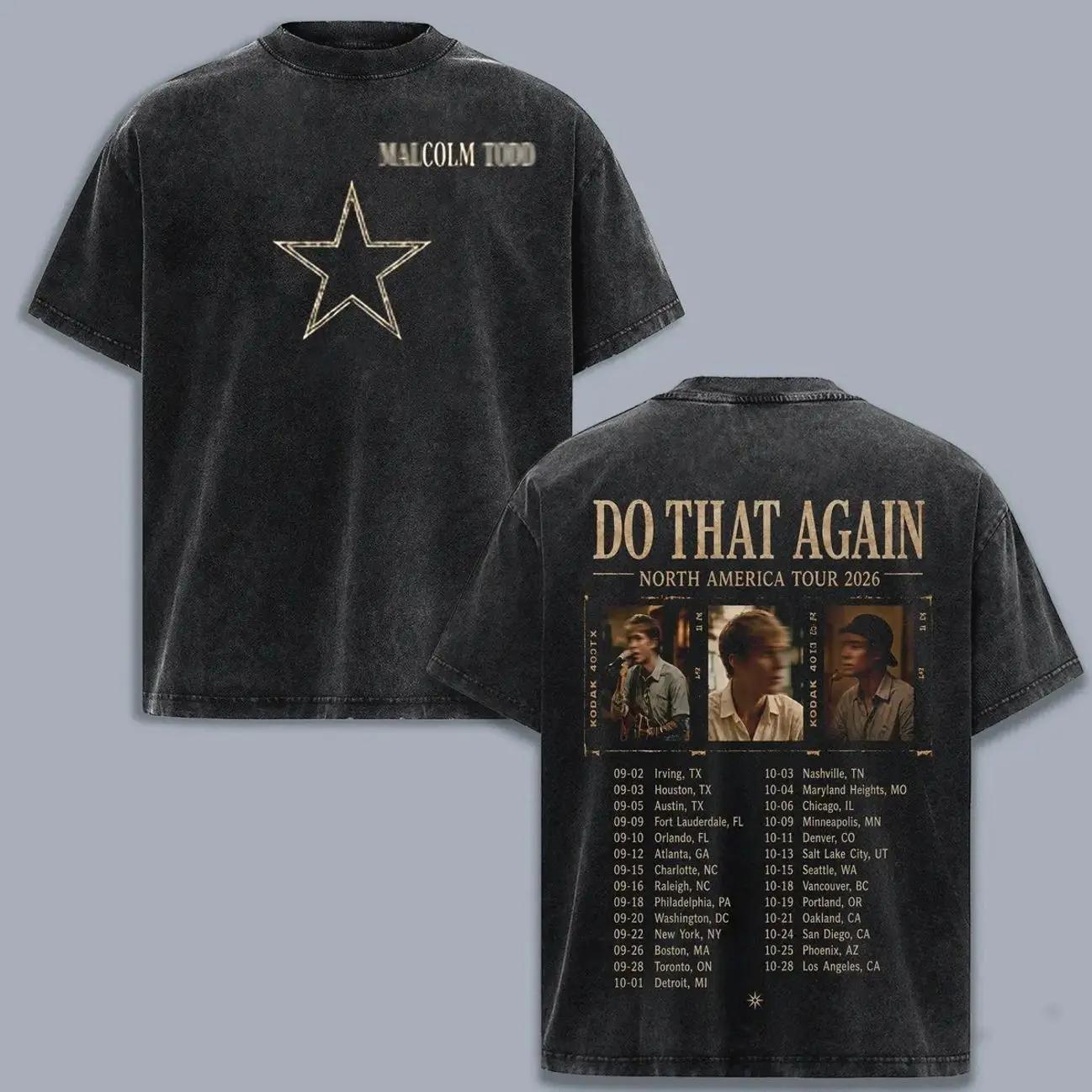 Malcolm Todd Do That Again Tour 2026 Vintage Washed T Shirt, North America Tour Dates Tee, Retro Concert Graphic Shirt, Indie Pop Music Fan Gift, Double Sided Oversized Unisex Heavy Cotton Streetwear Tee FVG