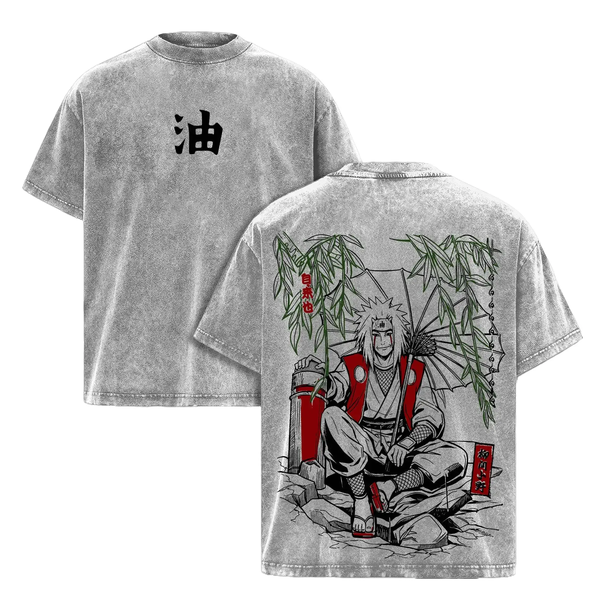 Naruto Jiraiya Sensei Washed T-Shirt, Vintage Anime Oversized Tee, GenZ Trendy Casual Wear, Classic Ninja Fan Apparel, 90s Graphic American Casual Short Sleeve Tee |   Premium Soft Cotton Classic Unisex T-Shirt for Daily, Gym & Streetwear