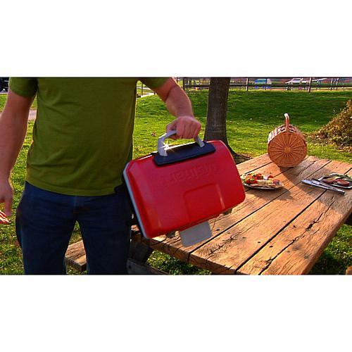 Cuisinart Petit Gourmet Portable Tabletop Outdoor LP Gas Grill in Red/Black
