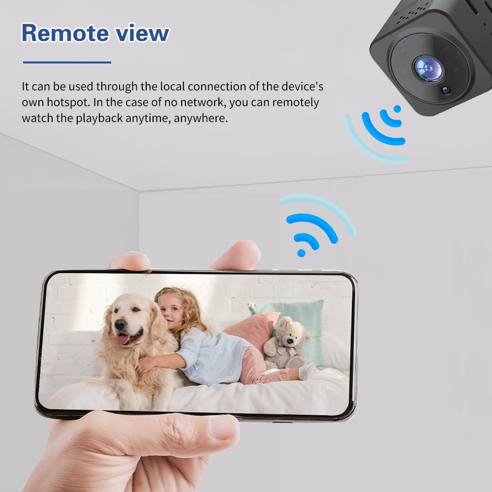 AS02 Mini Camera HD 1080P Portable Small Camcorder Micro Security Camera with Audio Video Night Vision Home Office Surveillance Cam Wireless Nanny Cam Compatible with iOS Android Phones WiFi Infrared