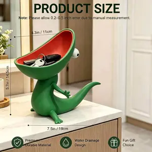Cute Lizard Soap Holder, Multi-Purpose Resin Dish for Bathroom & Kitchen, Sponge, Key & Jewelry Organizer with Drain