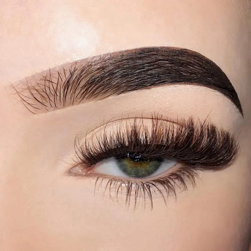 “Sweetheart” 18mm Brown Fluffy Mink False Eyelash Strip Design Wearable Up To 30x Wispy Style Makeup Cosmetic