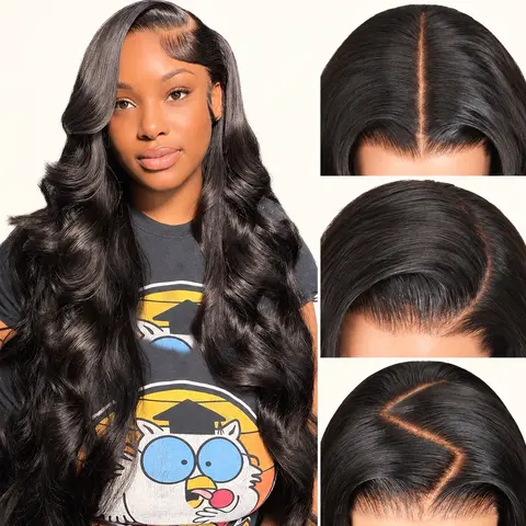 Bling Hair Body Wave Lace Front Wigs Human Hair for Black Women, 180% Density HD Transparent Lace, Pre-Plucked Hairline with Baby Hair, 13x6 and 13x4 Lace Frontal Options, 13x6 and 6x4 Glueless Wig Options, Natural Black Wavy Hair for Everyday Styling