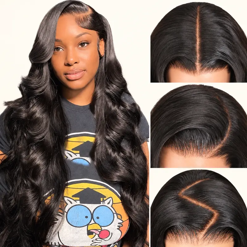 Bling Hair Body Wave Lace Front Wigs Human Hair for Black Women, 180% Density HD Transparent Lace, Pre-Plucked Hairline with Baby Hair, 13x6 and 13x4 Lace Frontal Options, 13x6 and 6x4 Glueless Wig Options, Natural Black Wavy Hair for Everyday Styling