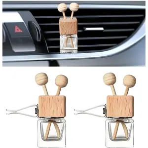2PCS Car Diffuser Air Freshener Bottle, Refillable Empty Glass Perfume Bottles with Vent Clip, Universal Essential Oil Diffuser for Most Vehicles, Interior Car Accessories