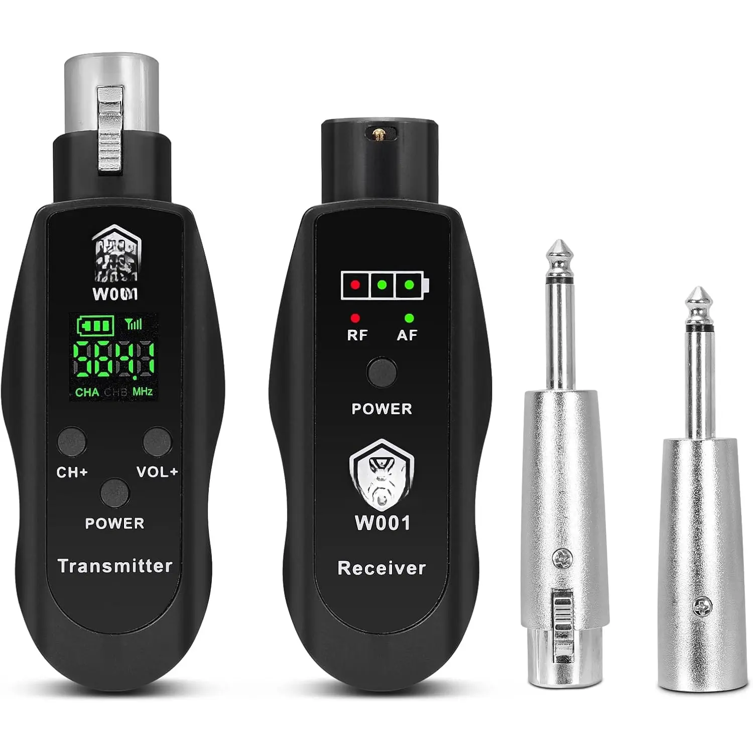 UHF ireless XLR Transmitter and Receiver ith 48V Poer ,Rechargeable Mic Adapter 16 Channels 196ft Range for Dynamic/Condenser Mics,Audio Mixer,Electric Guitar Bass,PA System