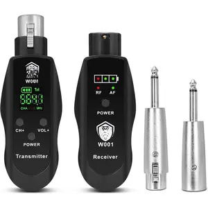 UHF ireless XLR Transmitter and Receiver ith 48V Poer ,Rechargeable Mic Adapter 16 Channels 196ft Range for Dynamic/Condenser Mics,Audio Mixer,Electric Guitar Bass,PA System