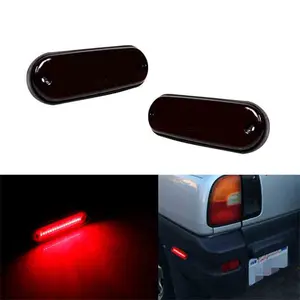 2PCS Smoked Lens Rear Bumper Red LED Side Marker Lights For Toyota Rav4 1996 1997 1998 1999 2000 Replace OEM 8175042010, 8176042010