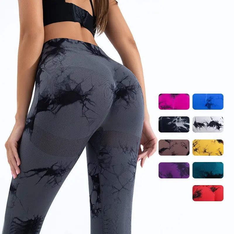 Seamless High Waist Yoga Pants, Tie Dye Peach Butt Lifting Sculpting Leggings, Tummy Control Compression Pants for Running Training Daily Wear #HighWaistLeggings #YogaPants #PeachButtLeggings #SeamlessLeggings #TieDyeLeggings