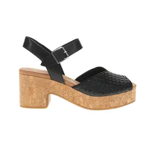 TOMS Womens Isla Platform Block  Casual Sandals Casual Mid Heel 2-3" - Black