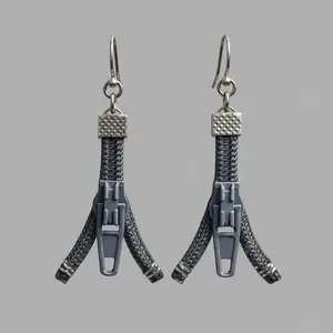 Zipper Earrings | Split Decision No. 3 - Dark Gray