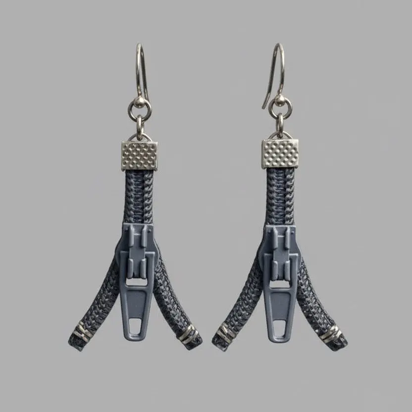 Zipper Earrings | Split Decision No. 3 - Dark Gray