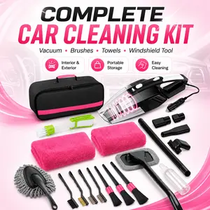 19pcs Car Cleaning Kit with 7500PA High Power Vacuum, Car Detailing Brushes, Microfiber Towels, Car Windshield Cleaning Tool, Professional Car Care Kit - Car Wash Brush Kit for Interior Exterior Wheels