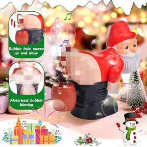 Santa Bubble Butt Blower with Music Flashing Lights Motorised Bubble Blowing Christmas Stocking Stuffers Ggg Gift for Kids