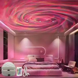 Touch control 16 colors black hole/aurora/water ripple projector light, 1 set of USB charging LED starry sky aurora light with remote control. Northern lights ambient light, room decoration, living room decoration Led Nebula Projector