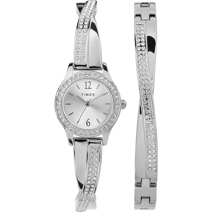 Timex Dress Crystal 19mm Ladies Watch & Bracelet Gift Set TW2T58000