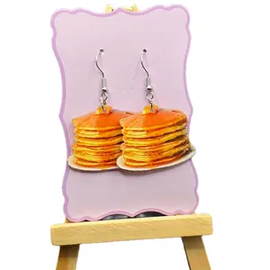 Fluffy Pancake Earrings Realistic Lightweight Design High-Quality Plastic Fun Whimsy Texture Hook Earrings for Fashion Accessories Costume Jewelry