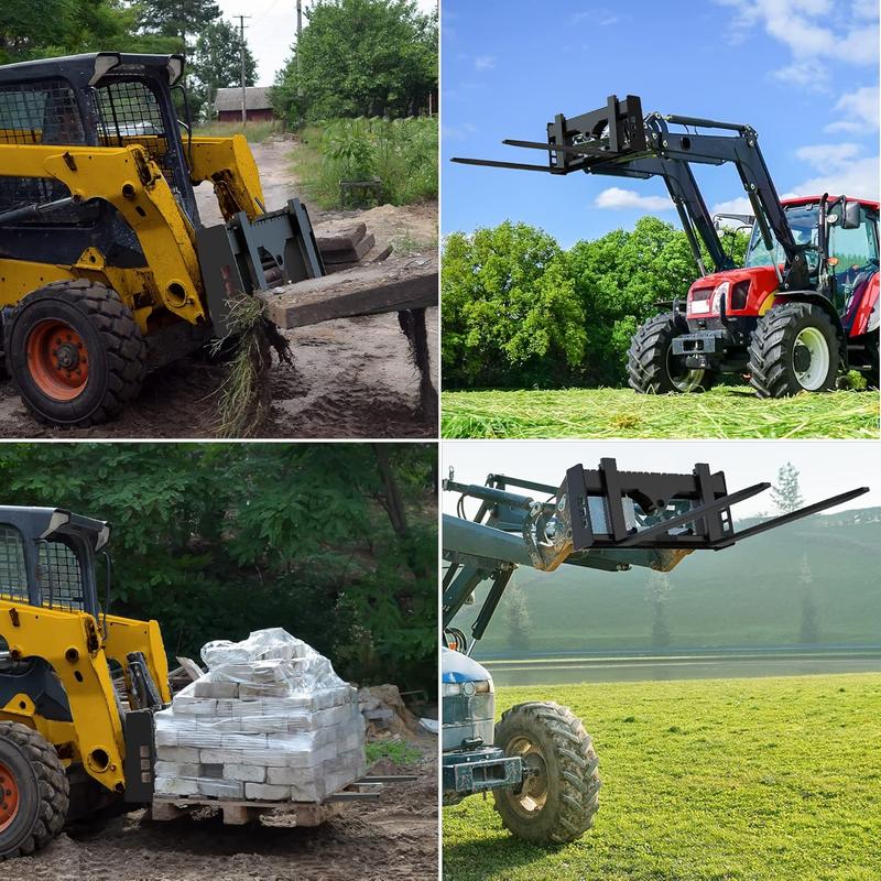 YITAMOTOR 4000lbs Skid Steer Pallet Fork 48" Frame Pallet Forks for Kubota Bobcat Skid Steer Loaders Tractors