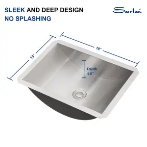 Sarlai 18 x 13 Inch Drop In Stainless Steel Bathroom Vessel Sink TopMount Vanity Sink Bathroom Vessel Sink