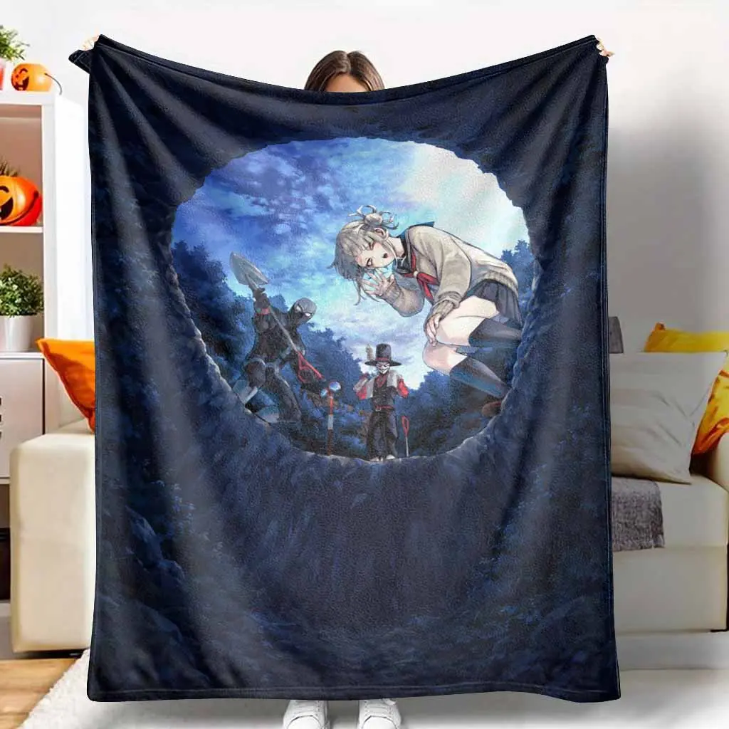 Anime Cave Sky Flannel Blanket Fantasy Night Scene Print Soft Cozy Lightweight Plush Throw for Bedroom Sofa Travel Camping Movie Night Home Decor Gift
