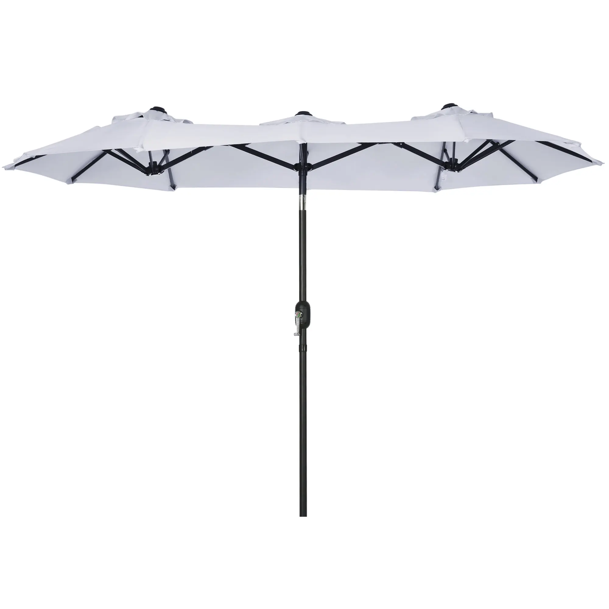 9.5ft Cream Double-Sided Patio Umbrella with Crank Lift, Tilt, Vented Canopy for Backyard, Pool & Deck - W2225P200475