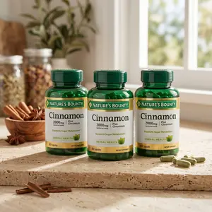 Nature’s Bounty Cinnamon Plus Chromium Supplement Capsules for Blood Sugar Metabolism Support, Herbal Daily Formula, High Potency Non GMO Gluten Free Made in USA