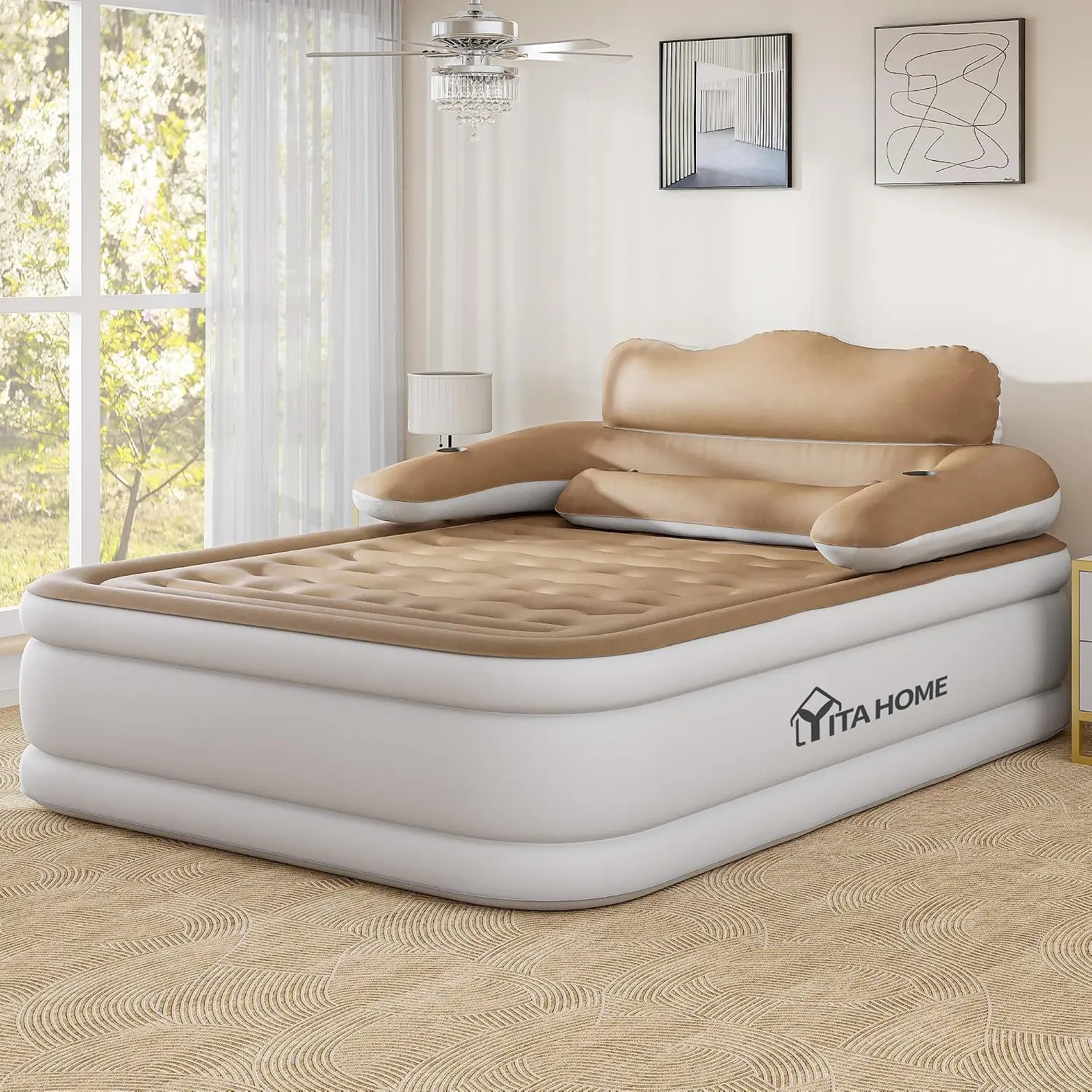 YITAHOME Queen Size Air Sofa Bed Mattress with Headboard and Pump, Blow Up Couch Inflatable Bed for Home Living Room YITAHOME Queen Size Air Sofa Bed Mattress with Headboard and Pump, Blow Up Couch Inflatable Bed for Home Living Room