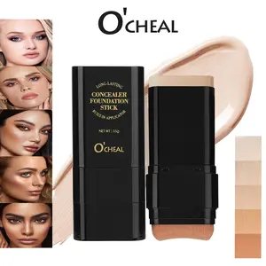 O'CHEAL Dual-Ended Eraser Foundation Stick 3-in-1 Concealer Contour & Highlighter for Acne Marks Dark Spots & Nose Contour Flawless Long-Lasting Makeup Finish Christmas Gift, Cosmetic Portable Breathable Concealer Stick Effortless Complexion Sculpting